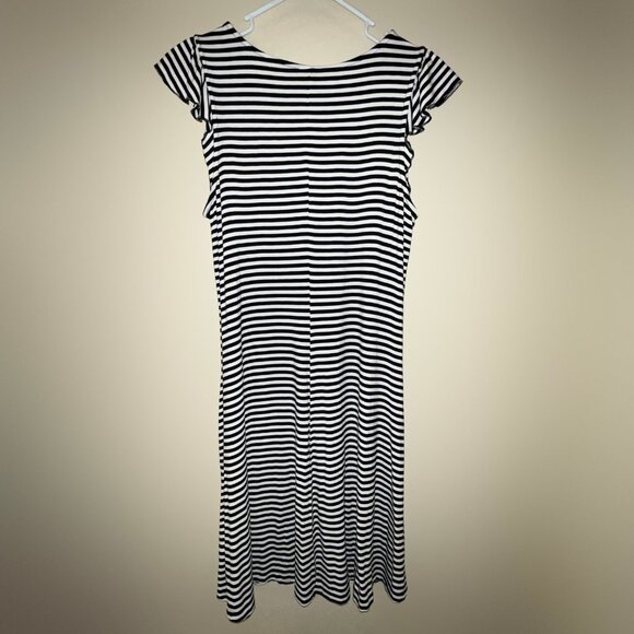 Old Navy Black and White Striped Flutter Sleeve Dress - Picture 3 of 4